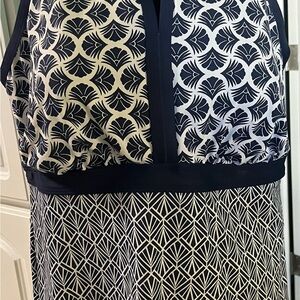 Lands' End Tankini Top Geometric Navy and White Womens Size 18L